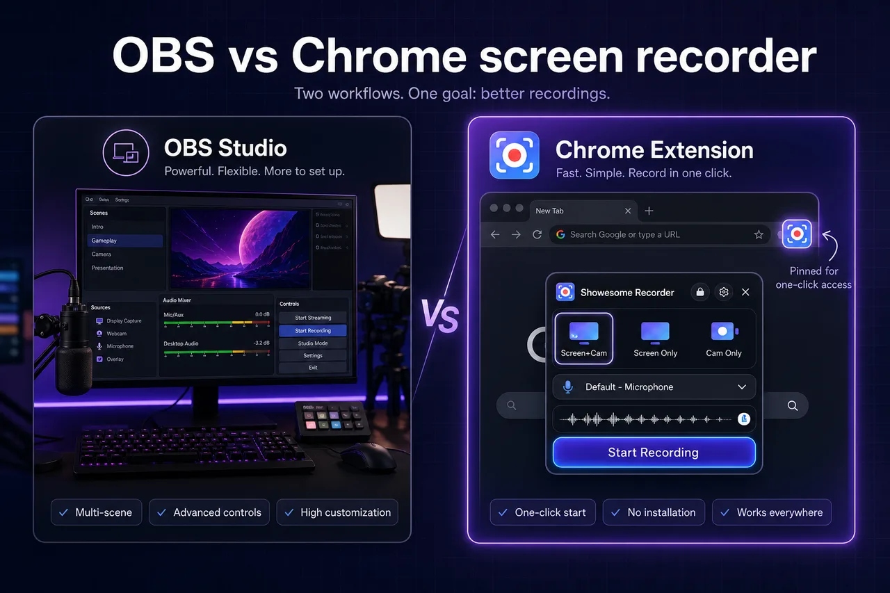 OBS vs Chrome screen recorder — which should you use?