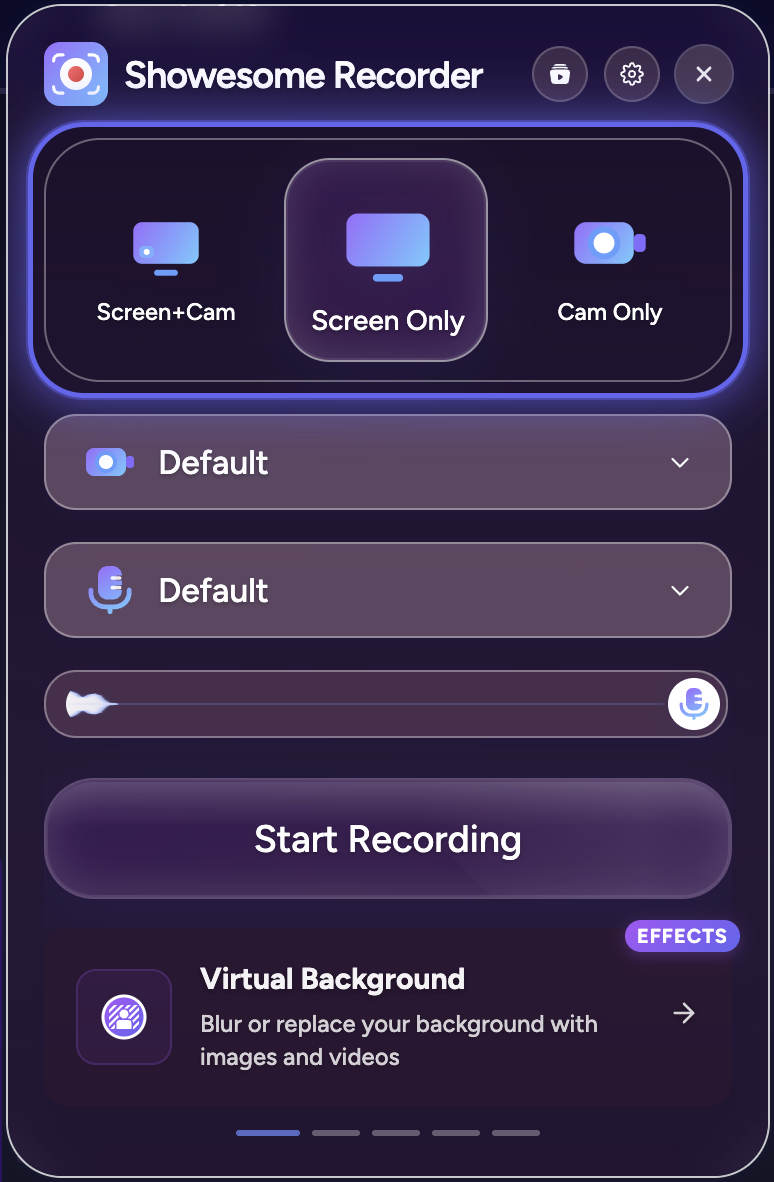 Screen Only selected in the Showesome popup